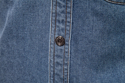 Herren Denim Shirts aus 100 Prozent Baumwolle mit doppelten Taschen im Casual-Stil