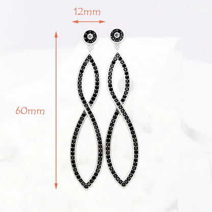 Damen-Tropfenohrringe schwarz Infinity Twist aus Sterlingsilber