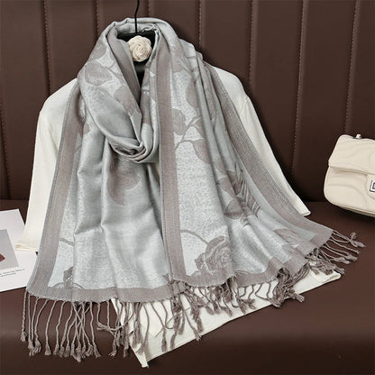 Damen Winterschal Kaschmir Plaid warm Pashmina Bandana Quaste B