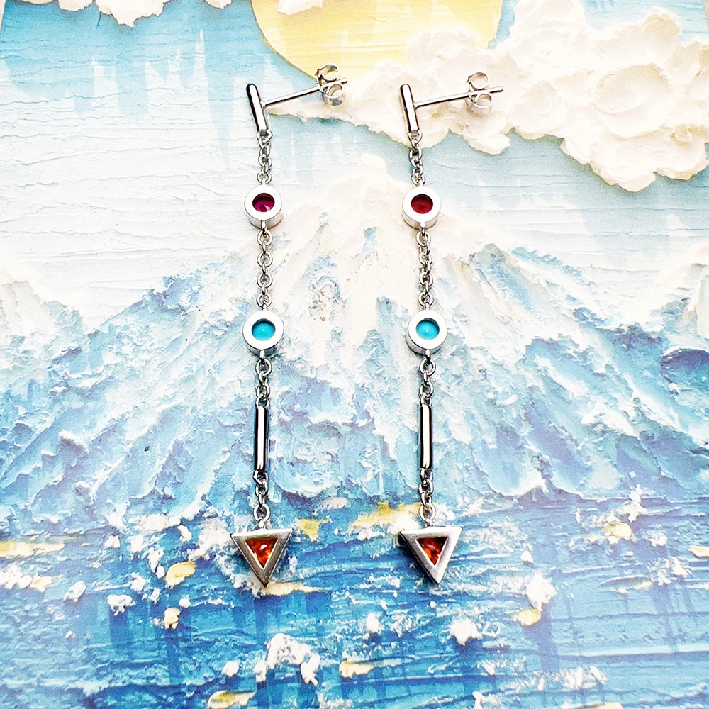 Damen-Ohrtropfen bunt geometrisch Sommer aus Sterlingsilber