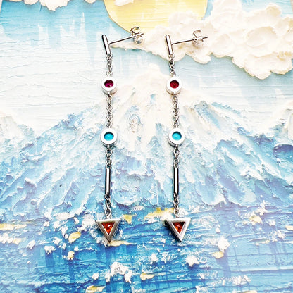 Damen-Ohrtropfen bunt geometrisch Sommer aus Sterlingsilber
