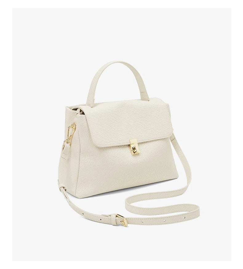 Damen Handtasche aus Leder mit Lychee Pattern Flap Messenger