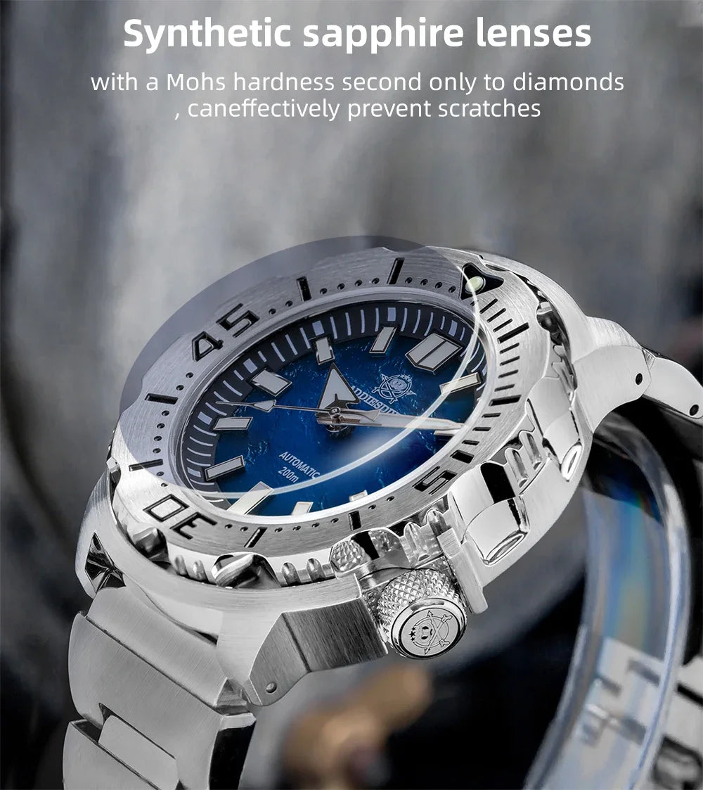 Herren-Taucheruhr mit Surf-Blue-Zifferblatt und NH35-Automatikwerk