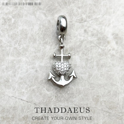 Damen-Charm-Anhänger Faith Hope Love Kreuz Herz Anker aus Sterlingsilber