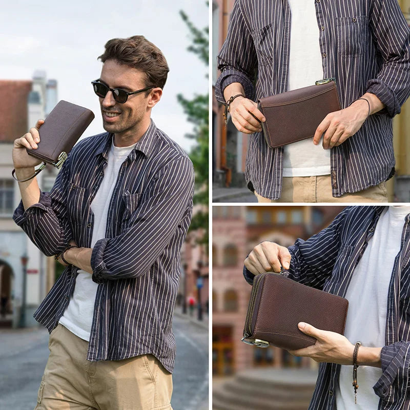 Herren Echtleder Geldbörse Vintage Luxus Business Handtasche Clutch Geldclip