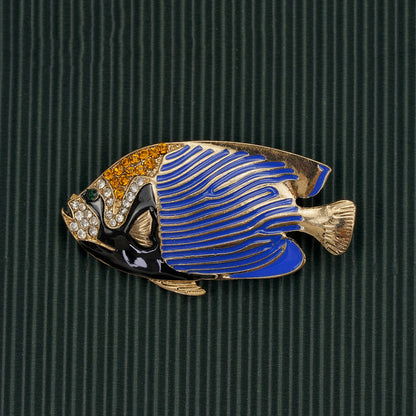 Brosche Fisch Schmetterling Insekt Emaille Kristall Vintage Retro Kleidung Damen