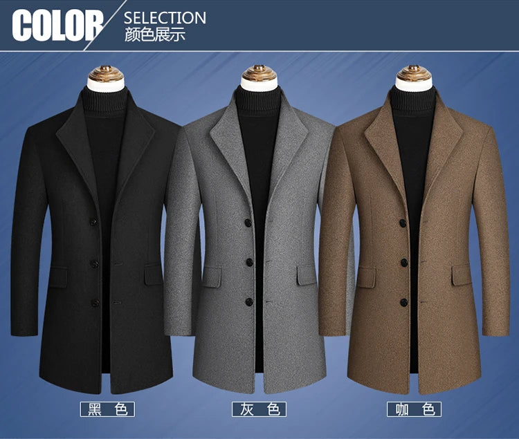 Eleganter Wollmantel für Herren – Herbst & Winter