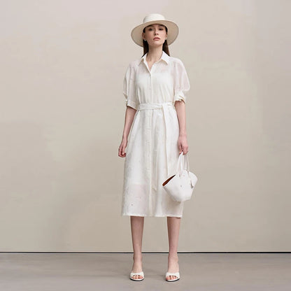 Elegant A-Linien Kleid Mit Stickerei Und Gürtel Für Damen