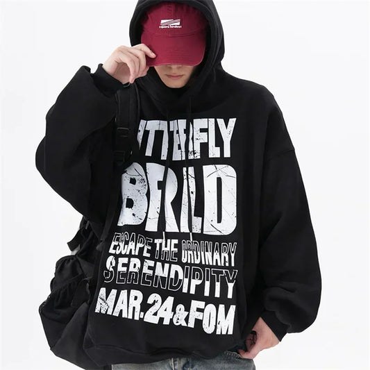Herren Hoodie mit Letter Print im Hip Hop Stil für den Herbst