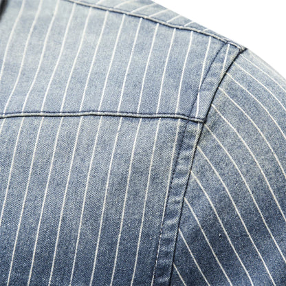 Herren Denim Shirts aus Baumwolle mit Streifen und langem Arm