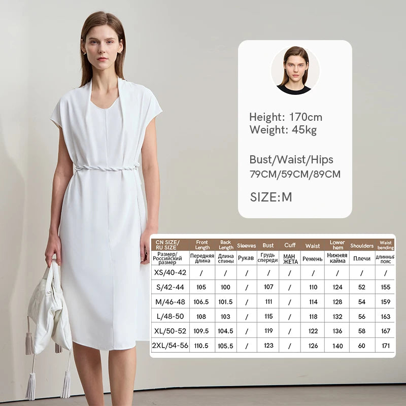 Elegantes Damen Midikleid Mit Taillenband Büromode Sommer 2025 Trend