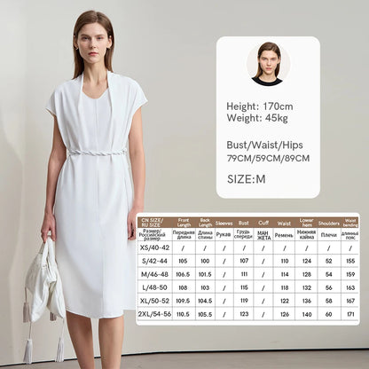 Elegantes Damen Midikleid Mit Taillenband Büromode Sommer 2025 Trend