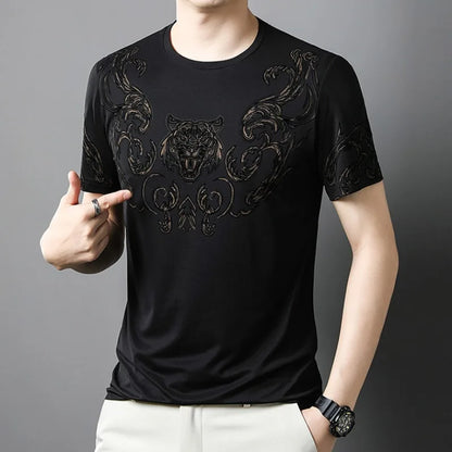 Herren T-Shirt aus feinem Wollstoff mit lässigem Rundhalsausschnitt
