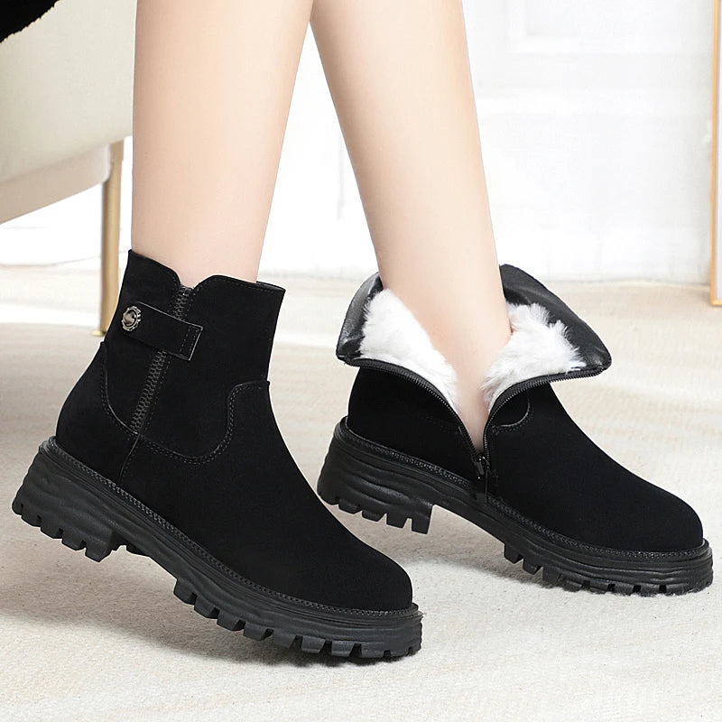 AIYUQI Winter Shoes Boots Ladies 2025 New Genuine Leather Women Snow Boots Large Size Natural Wool Warm Women's Ankle Boots