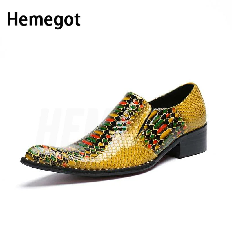 Mixed Colors Men's Leather Shoes Low Heel Casual British Leather Shoes Banquet Bar Men's Handmade Luxury Slip On Dress Shoes