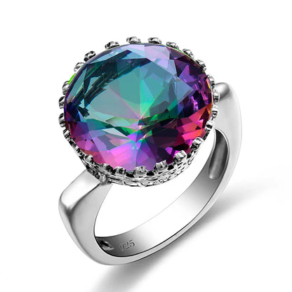 Damen-Ring aus Sterling Silber 925 mit Mystic-Topas Stein in 15x15 mm Größe elegant glänzend und langlebig