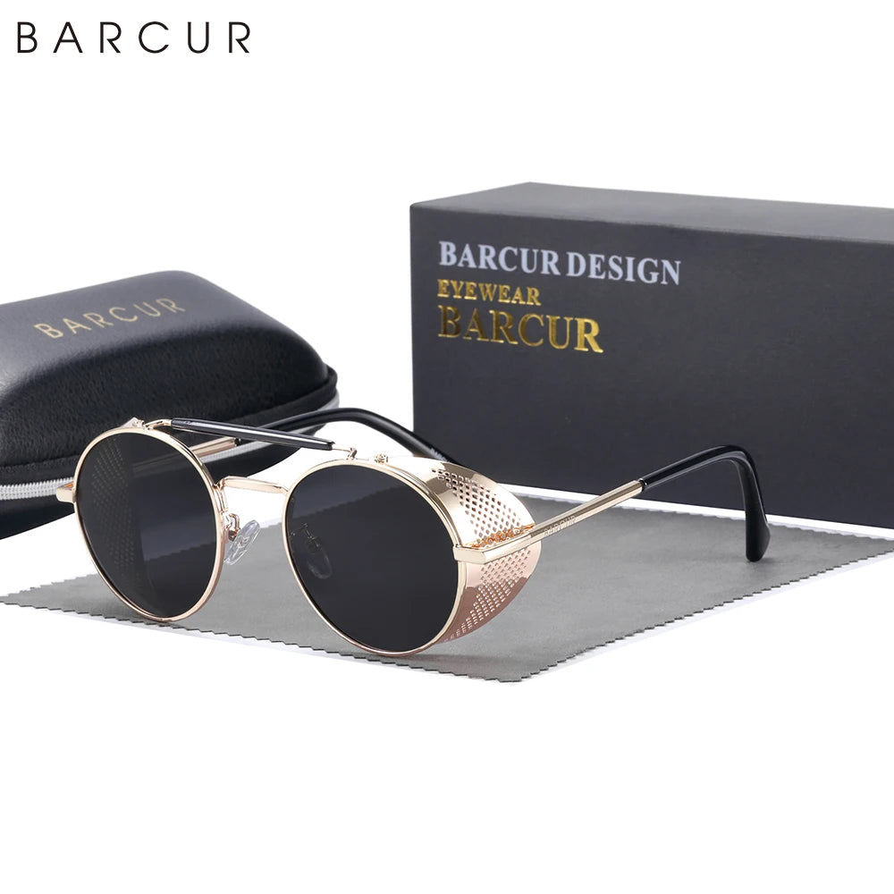 Sonnenbrille Steampunk rund polarisiert UV400 Vintage Herren Damen
