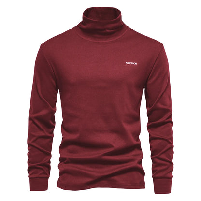 Herren T-Shirt mit hohem Kragen für lässige Herbst- und Wintermode