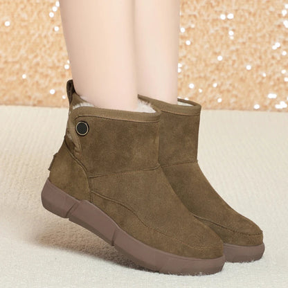 Braune Kurzstiefel mit Knöchelöffnung und Rundeinsätzen, warm gefüttert
