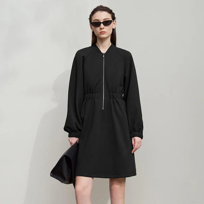 Elegantes Damen Midi Kleid Mit Stehkragen Und Stretch Für Bürodamen