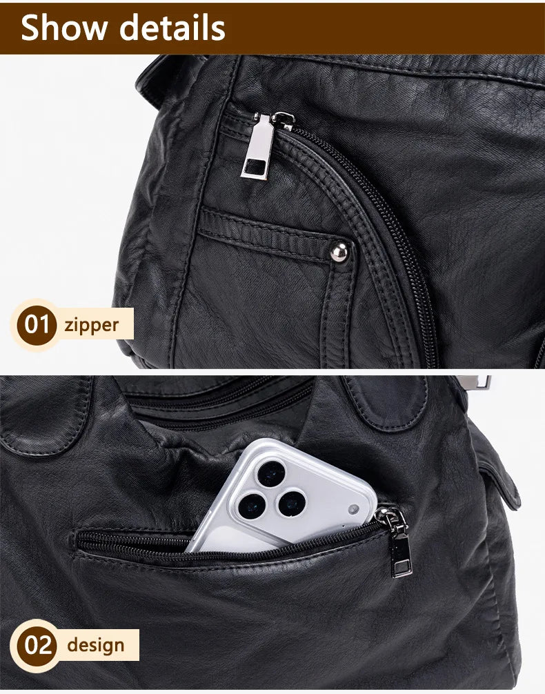 Damen-Handtasche Aus PU-Leder Mit Top-Handle Und Mehrfach-Fächern Große Satchel-Tasche