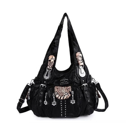Damen-Schultertasche Aus PU-Leder Große Kapazität Vintage Stil Für Alltag Mit Viel Stauraum