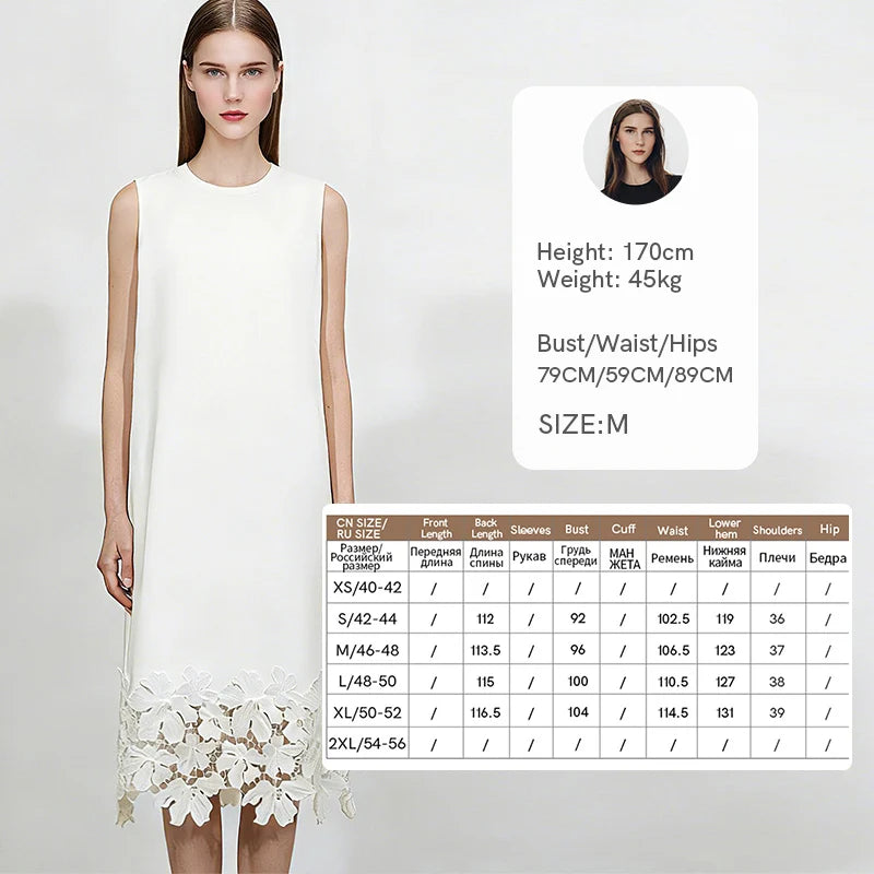 Elegantes Damen Midikleid Aus Baumwolle Mit Spitze Für Büro Und Freizeit