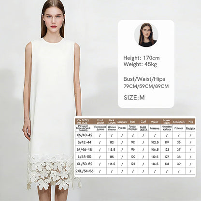 Elegantes Damen Midikleid Aus Baumwolle Mit Spitze Für Büro Und Freizeit