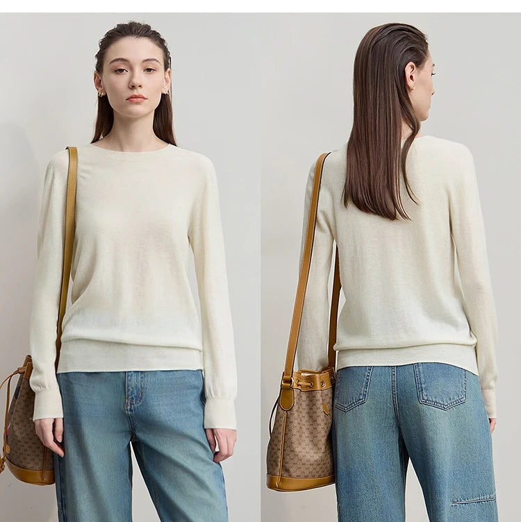 Damen V-Ausschnitt Pullover 100 % Wolle Basic Herbst-Winter