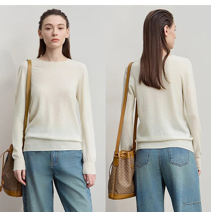 Damen V-Ausschnitt Pullover 100 % Wolle Basic Herbst-Winter