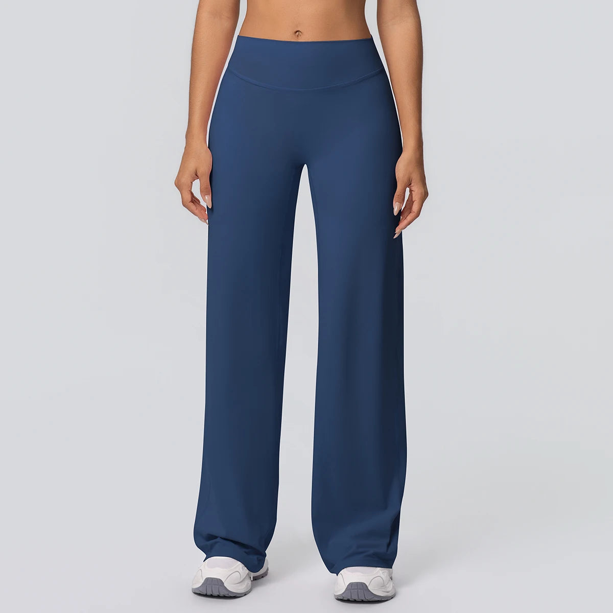 Weite Yoga-Hose, navyblau, mit elastischem Bund und weitem Bein