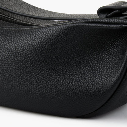 Echtleder Schultertasche Crossbody Schwarz Breiter Tragegurt