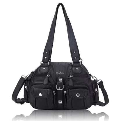 Damen-Handtasche Vintage PU-Leder mit Schultergurt und Obergriff Innenfach für Telefon und Geldbörse
