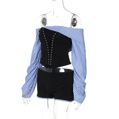 Colorblock Damen-Trenchcoat mit Stehkragen und langen Ärmeln – Vintage-Chic mit Patchwork-Design und Reißverschluss.