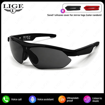 LIGE Smart Bluetooth 5.4 Brille zum Musikhören, Telefonanrufe, Radfahren, Sport, Kopfhörer, UV-Schutz, Sonnenbrille für Männer und Frauen