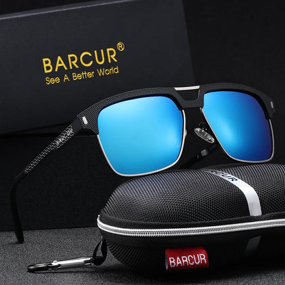 Sonnenbrille quadratisch großer Rahmen Edelstahl polarisiert Unisex