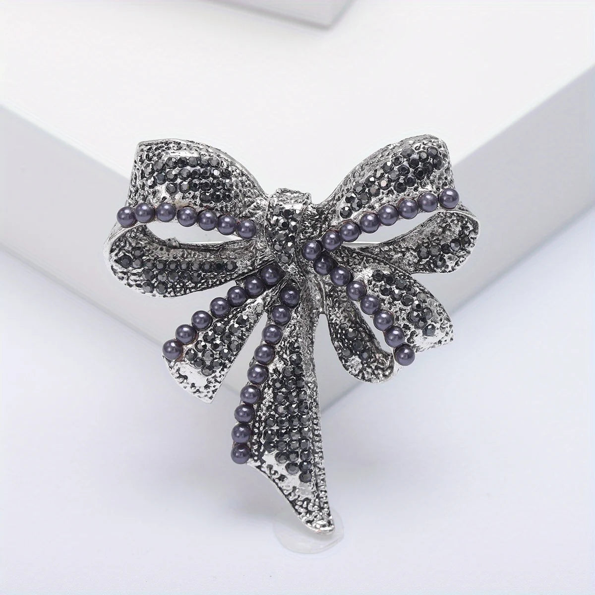 Brosche Schleife Kristall Perle Glänzend Boutique Geschenk Damen