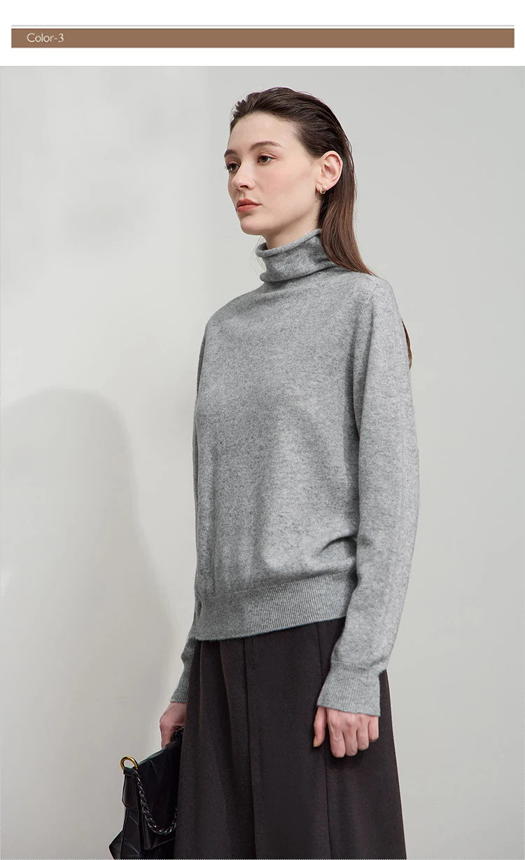 Damen-Rollkragenpullover Wolle-Kaschmir warm elegant Herbst-Winter
