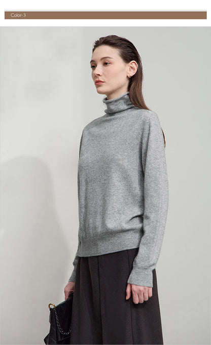 Damen-Rollkragenpullover Wolle-Kaschmir warm elegant Herbst-Winter