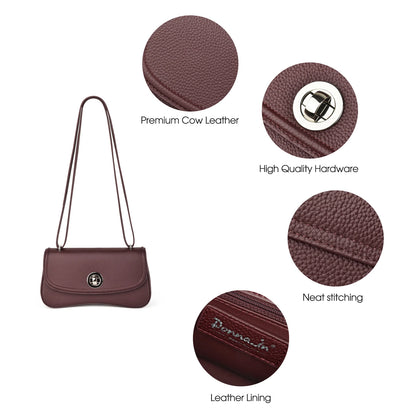Weinrote Echtleder Schultertasche | Crossbody, Vielseitig