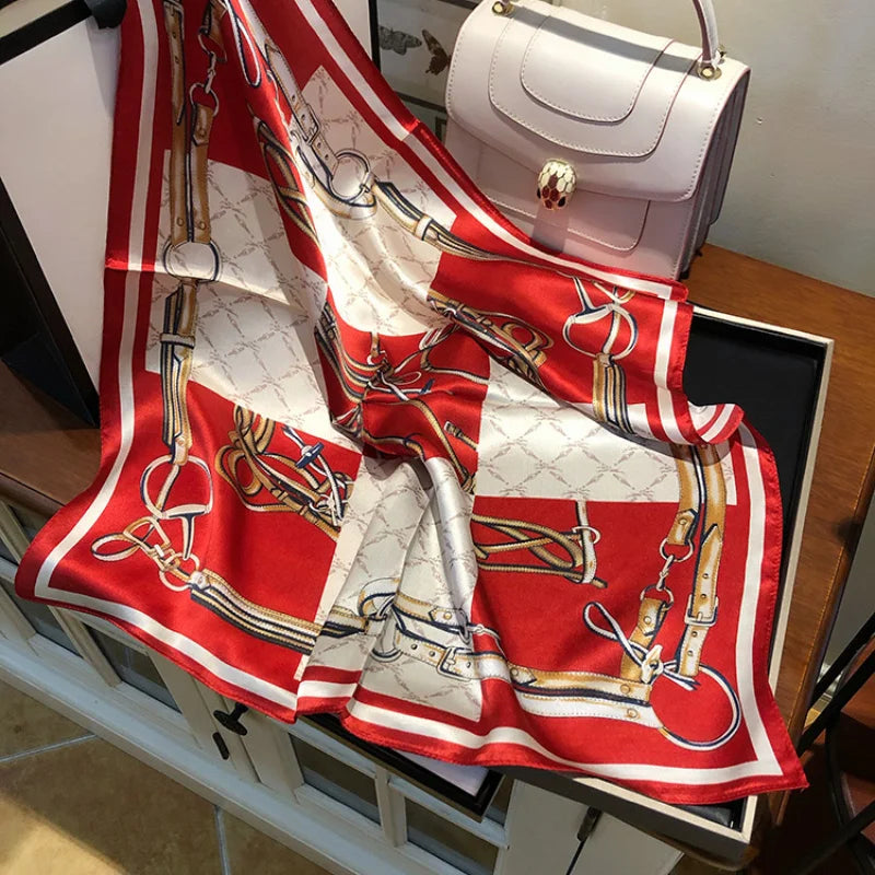 Damen Seidenschal klein quadratisch Haarband Halstuch Kopftuch Bandana G