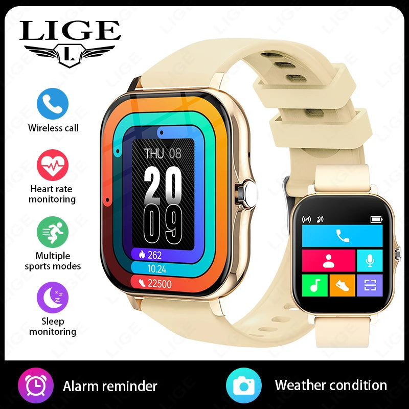 LIGE 1,44 Zoll Full Touch Screen Smart Uhr Bluetooth Anruf BT Musik EKG Gesundheit Überwachung Männer Frauen Smartwatch Für IOS Android
