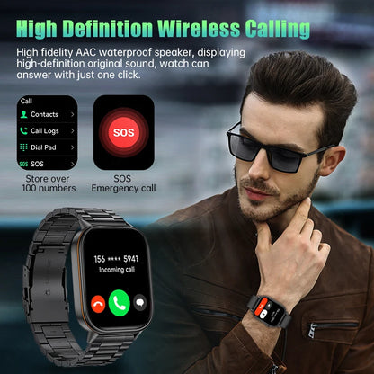 Männer GPS Smartwatch mit 2,01 Zoll HD Bildschirm und Bluetooth-Anruf