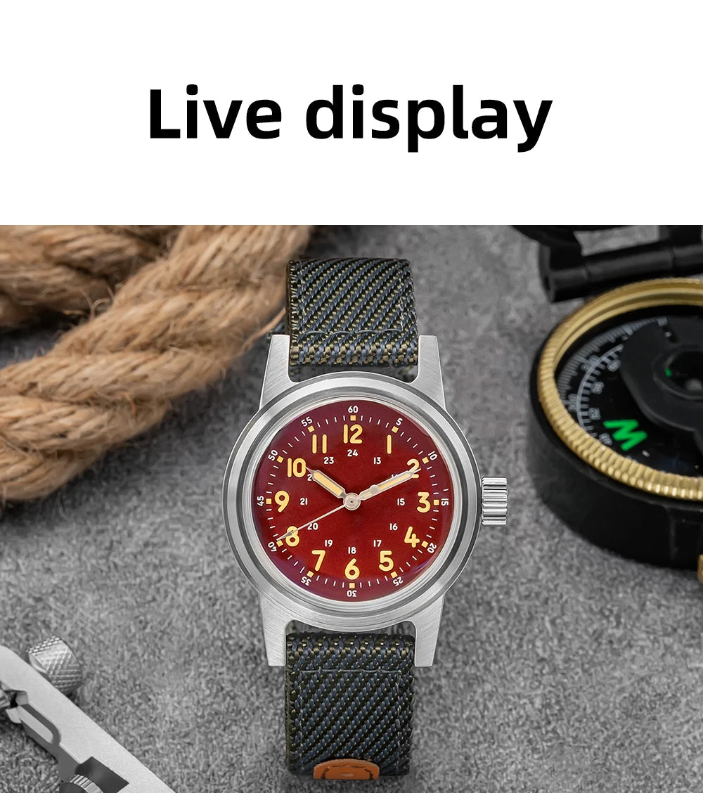 Herren-Automatikuhr mit Bubble-Glas und C3-Leuchtmasse