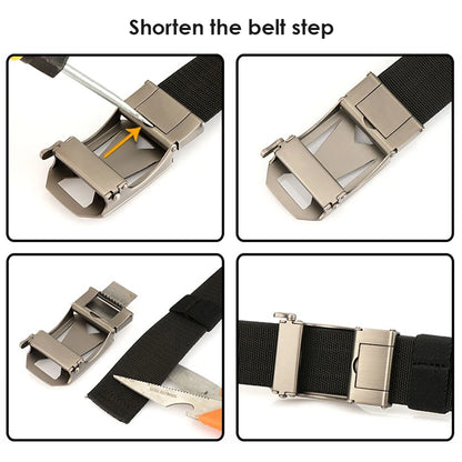 Herren-Gürtel aus Metall mit automatischer Schnalle, verstellbar 110/120 cm, robust und Alltagstauglich