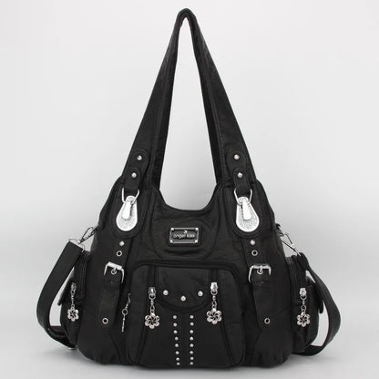 Damen-Handtasche Aus PU-Leder Vintage Stil Große Kapazität Schultertasche Für Alltag