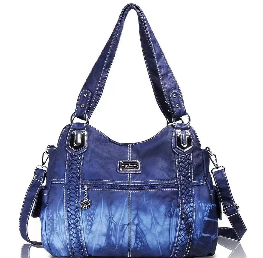 Damen-Schultertasche Aus PU-Leder Mit Reißverschluss Und Innenfächern Großes Stauraumvolumen
