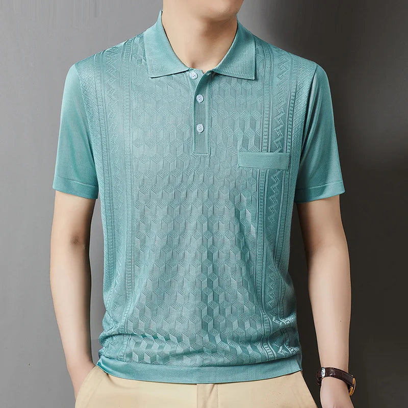 Kurzes Herren-Poloshirt mit Perlenkragen – ideal für Sport und Freizeit im Sommer