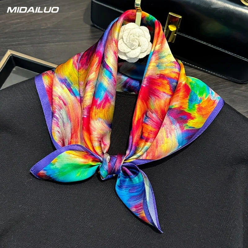 Damen Seidenschal 55cm quadratisch Haarband Büro Geschenk Bandana Foulard