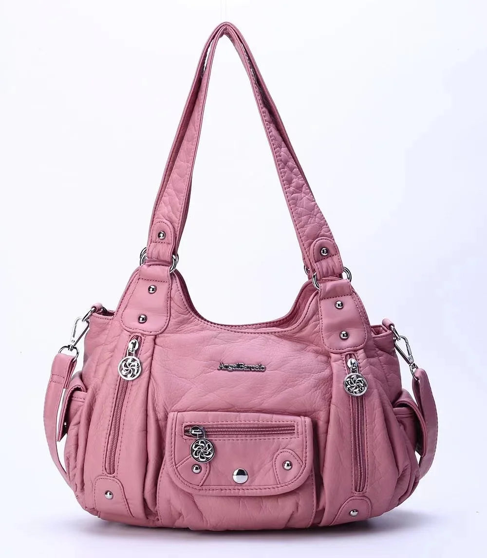 Damen-Schultertasche Aus PU-Leder Mit Reißverschluss Und Innenfach Für Alltag Und Freizeit
